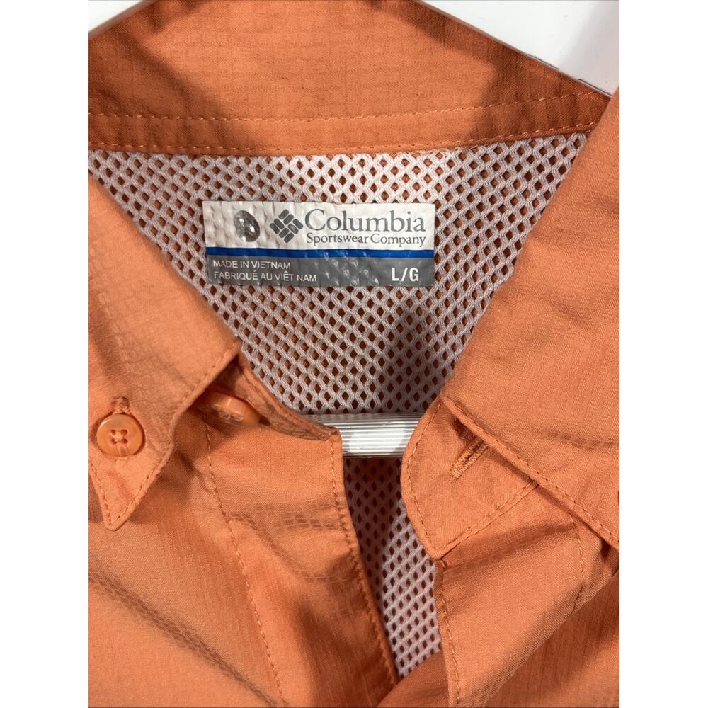 Columbia PFG Shirt Mens Large Pink Peach Vented Long Sleeve Fishing - Picture 3 of 9